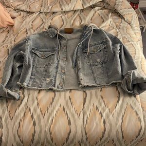 AE Hooded Boyfriend Denim Jacket